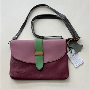 Soruka Leather Clutch With Shoulder Strap NWT